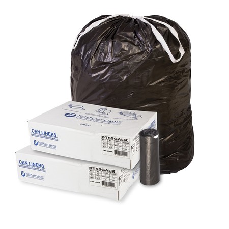 ALL-PRO Industrial Draw-Tape Liner, 32 Gal, .80Mil, Black DT32GALK